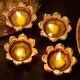 Open Flower Shape Aluminium Golden Diwali Diya For Mandir Decoration